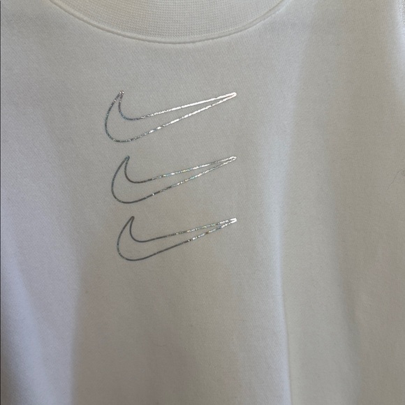 Nike cropped sweatshirt. White with stripe down sleeves. Size S. Like new! - Picture 2 of 7
